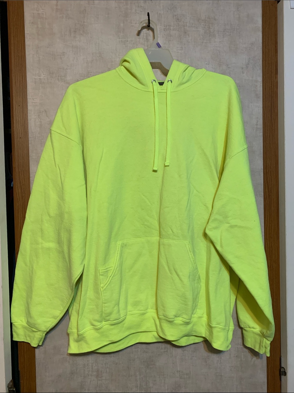 Fruit of the Loom Neon Yellow Crewneck Hoodie size 3XL